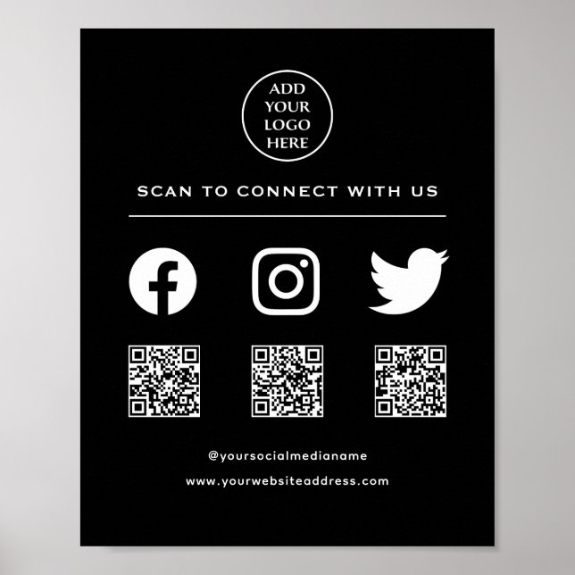QR Code Your Logo Follow Scan Me Connect With Us Poster (Front)