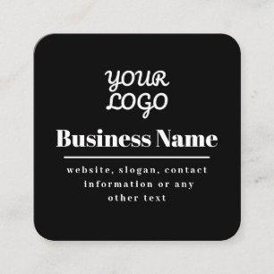 QR code & Your Logo Retro-Modern Black & White Square Business Card