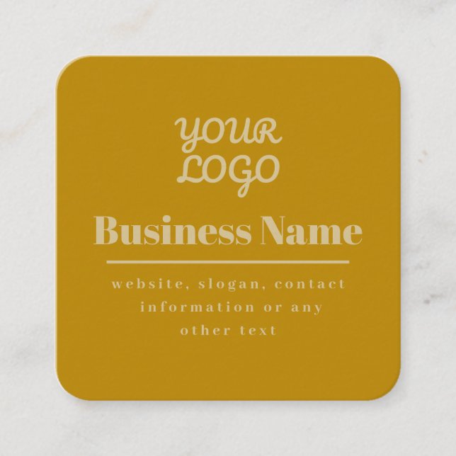 QR Code & Your Logo Retro-Modern Dark & Light Gold Square Business Card (Front)