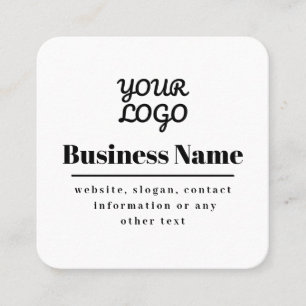 QR Code & Your Logo Retro-Modern White & Black Square Business Card