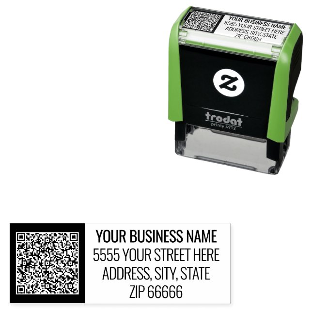 QR Code Your Name Return Address Self-inking Stamp (In Situ)