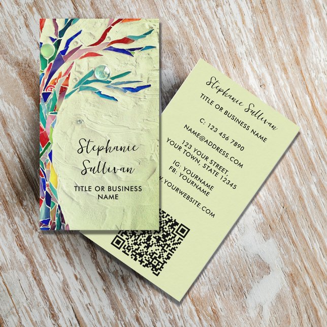 QR Code Your Profession Green Business Card (Creator Uploaded)