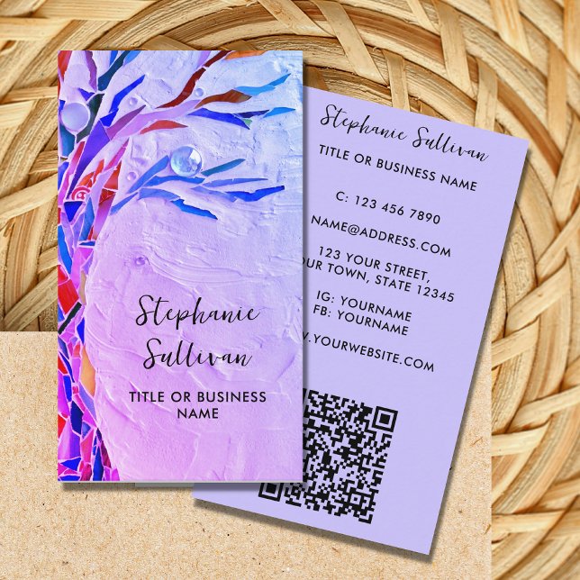 QR Code Your Profession Purple Business Card (Creator Uploaded)