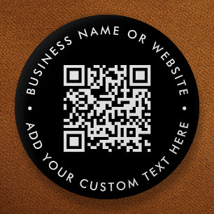 QR Code   Your Text Black Modern Minimalist 6 Cm Round Badge