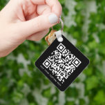 QR Code | Your Text Black Modern Minimalist Keycha Key Ring<br><div class="desc">A simple custom black QR code keychain template in a modern minimalist style which can be easily updated with your QR code and custom text,  eg. scan me to...  #QRcode #keychain #business</div>