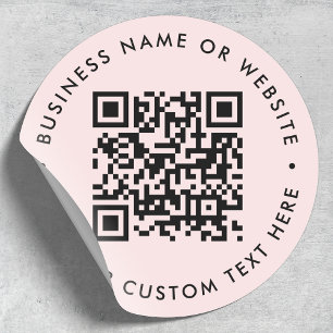 QR Code Your Text Blush Pink Modern Minimalist Classic Round Sticker