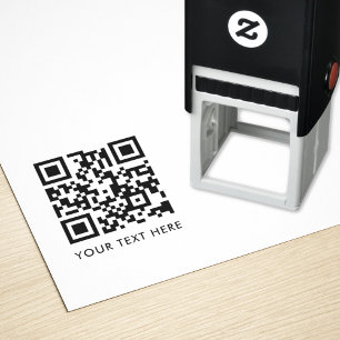 QR Code Your Text Clean Simple Modern Minimalist Self-inking Stamp