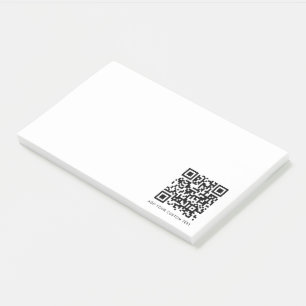 QR Code   Your Text Modern Minimalist Simple White Post-it Notes