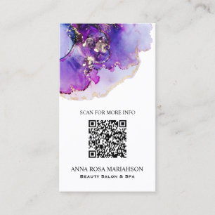 *~* QR CODE Yummy Violet Blue Gold Gilded   AP29 Business Card
