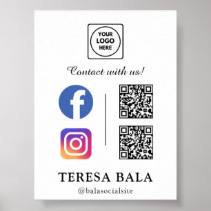 QR Connect Social Media Business Brand Display  Poster