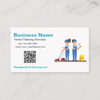 QR Custom Cleaning Service Maid Business Card