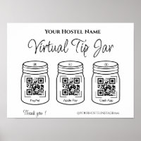 QR Digital Tips Jars Paypal Apple pay Cash App