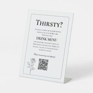 QR DRINKS Wedding Menu Timeless Bloom   Pedestal Sign
