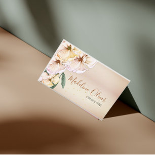 QR Floral Cinnamon Colour Elegant  Business Card