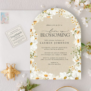 QR Floral Daisy Baby is Blossoming Rustic Shower Invitation
