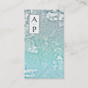 *~* QR Floral Subtle Flowers TURQUOISE Logo Photo Business Card