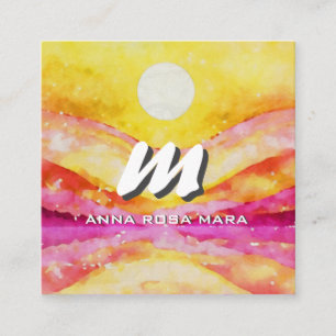 *~* QR GOLD PINK Abstract Landscape Nature AP93 Square Business Card