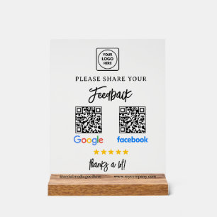 QR Google Facebook Review Acrylic Sign