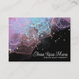 *~* QR  Logo AP46 Elegant Ethereal Magical Glitter Business Card