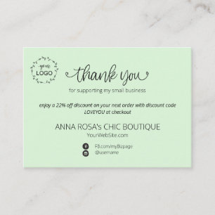 *~* QR Logo Minimal Simple Thank You Branding Enclosure Card