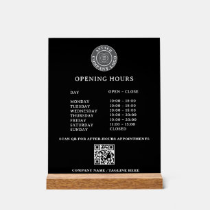 QR Logo Opening Hours Acrylic Sign