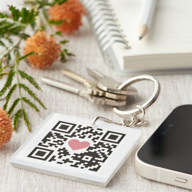 QR Love Code Key Ring (Front Right)