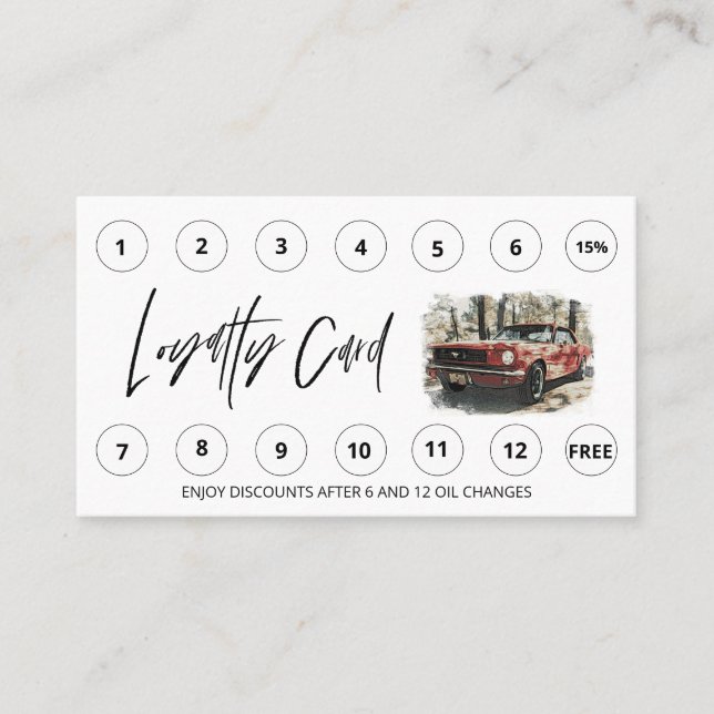 *~* QR Lube Car Wash - LOGO Rewards Thank you Auto Loyalty Card (Front)
