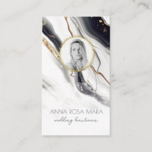 *~* QR Luxe Agate Marble PHOTO LOGO Gold AP66 Business Card