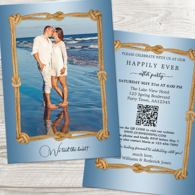 QR Nautical Photo Happily Ever After Wedding  Invitation (Creator Uploaded)