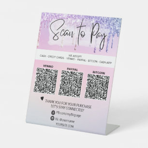 *~* QR PAYMENT -  Table Tent tabletop Pedestal Sign