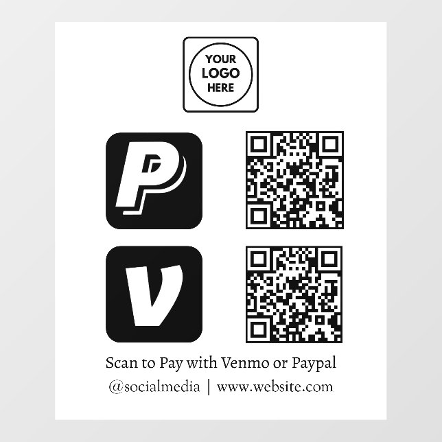QR Payment | Venmo & PayPal Business Display (Sheet)