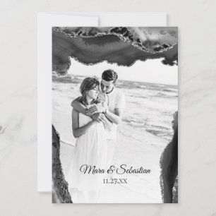 *~* QR  PHOTO  RSVP AR13 AGATE Black  Wedding Invi Invitation