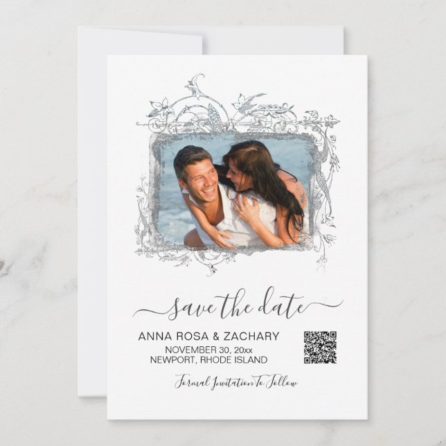 *~* QR Photo SAVE the DATE Wedding  - AR6 Website Invitation (Front)
