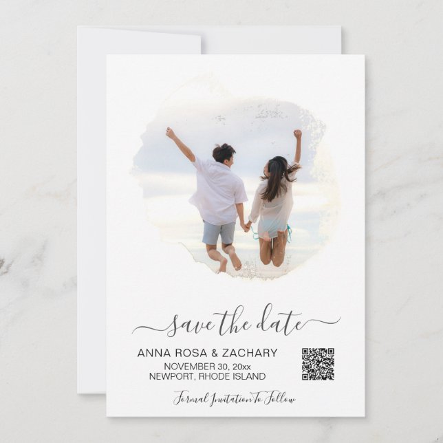 *~* QR Photo WEDDING SAVE the DATE  - AR6 Website Invitation (Front)