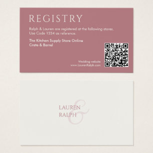 QR Pink & Ivory Wedding Registry Enclosure Card