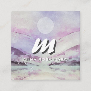 *~* QR PURPLE Abstract Landscape Nature AP93 Square Business Card