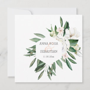 *~* QR RSVP AR15 Peony Flowers Frame Wedding Invitation