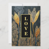 *~ QR RSVP AR26 Gold Lace LOVE Luxury 32 Wedding