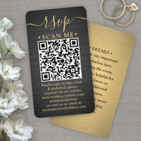 QR RSVP & Details Brushed Black & Gold Wedding