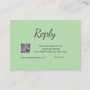 QR RSVP wedding website simple black white RSVP Enclosure Card