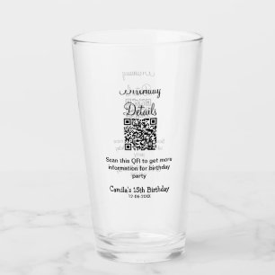 QR scan birthday party details modern 15 birthday  Glass