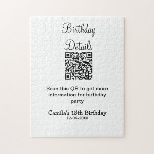 QR scan birthday party details modern 15 birthday  Jigsaw Puzzle