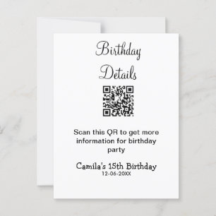 QR scan birthday party details modern 15 birthday Postcard