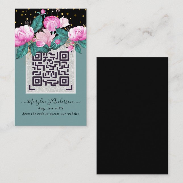 QR Scanning Code Wedding Details Enclosures Business Card (Front/Back)