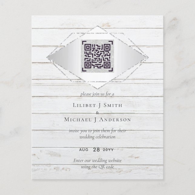 QR Scanning Code Wedding Invitations Diamond Chic Flyer (Front)