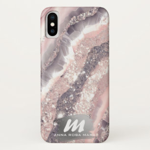 *~* QR Silver AP66 Glitter Pink Agate  Case-Mate iPhone Case