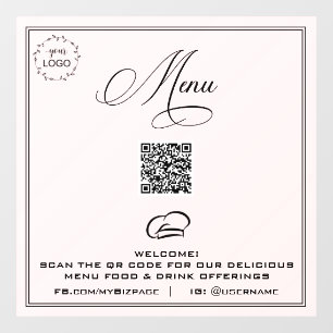 *~* QR Simple Sea Shell LOGO MENU  Window Cling