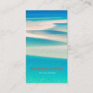 QR Travel Business Ocean Beach Sea Aqua Blue Business Card