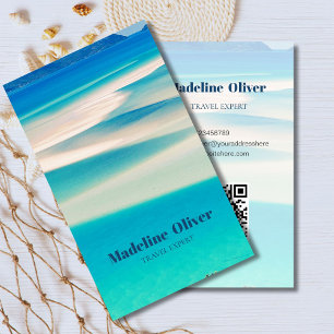 QR Travel Business Ocean Beach Sea Aqua Blue Card