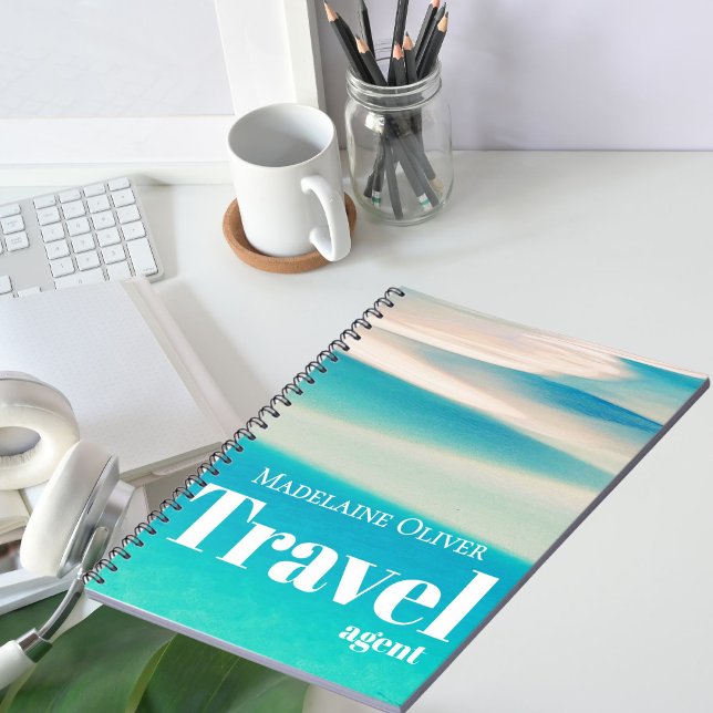 QR Travel Ocean Beach Sea Modern Blue  Notebook (Creator Uploaded)